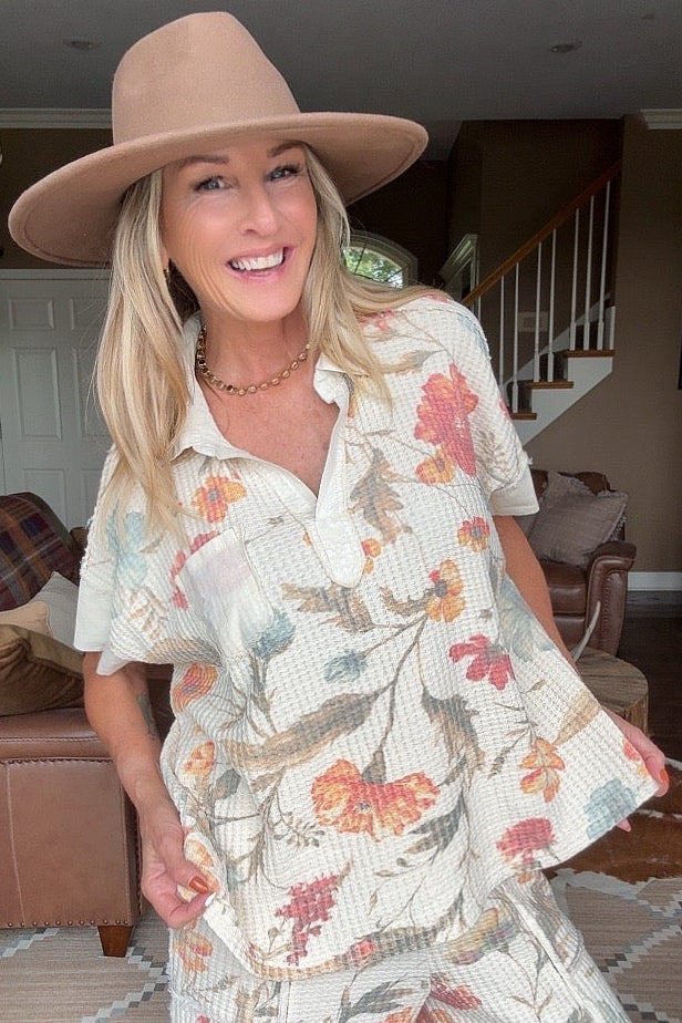 Flower Market Amber Waffle Top
