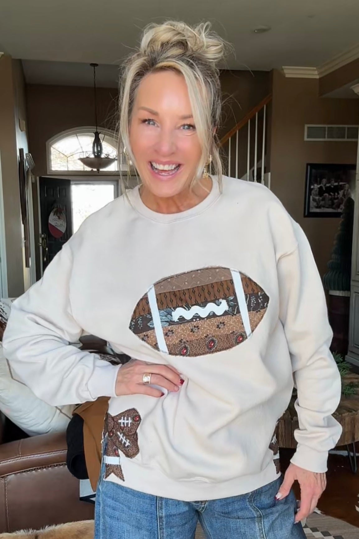 FGO Fancy Football Handmade Applique Sweatshirt