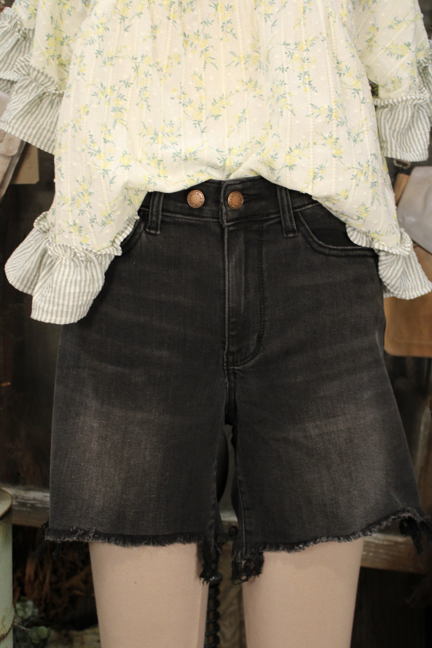 Midnight Muse Frayed Denim Shorts