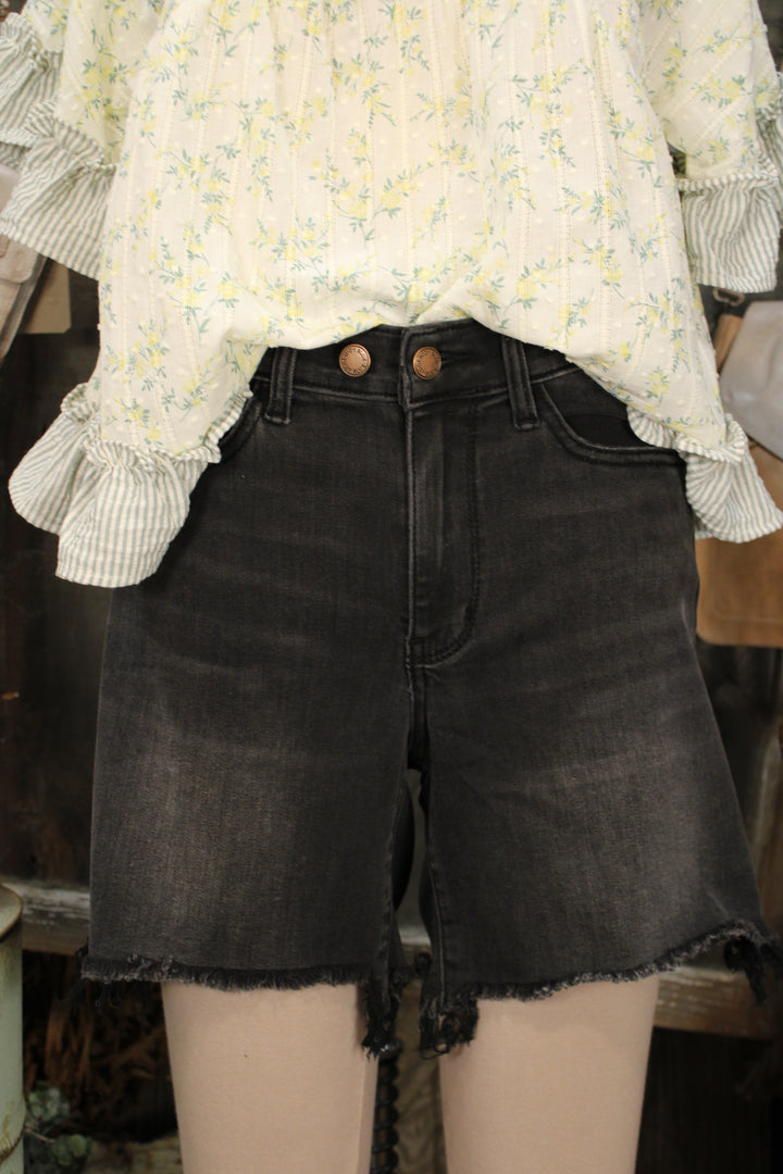 Midnight Muse Frayed Denim Shorts