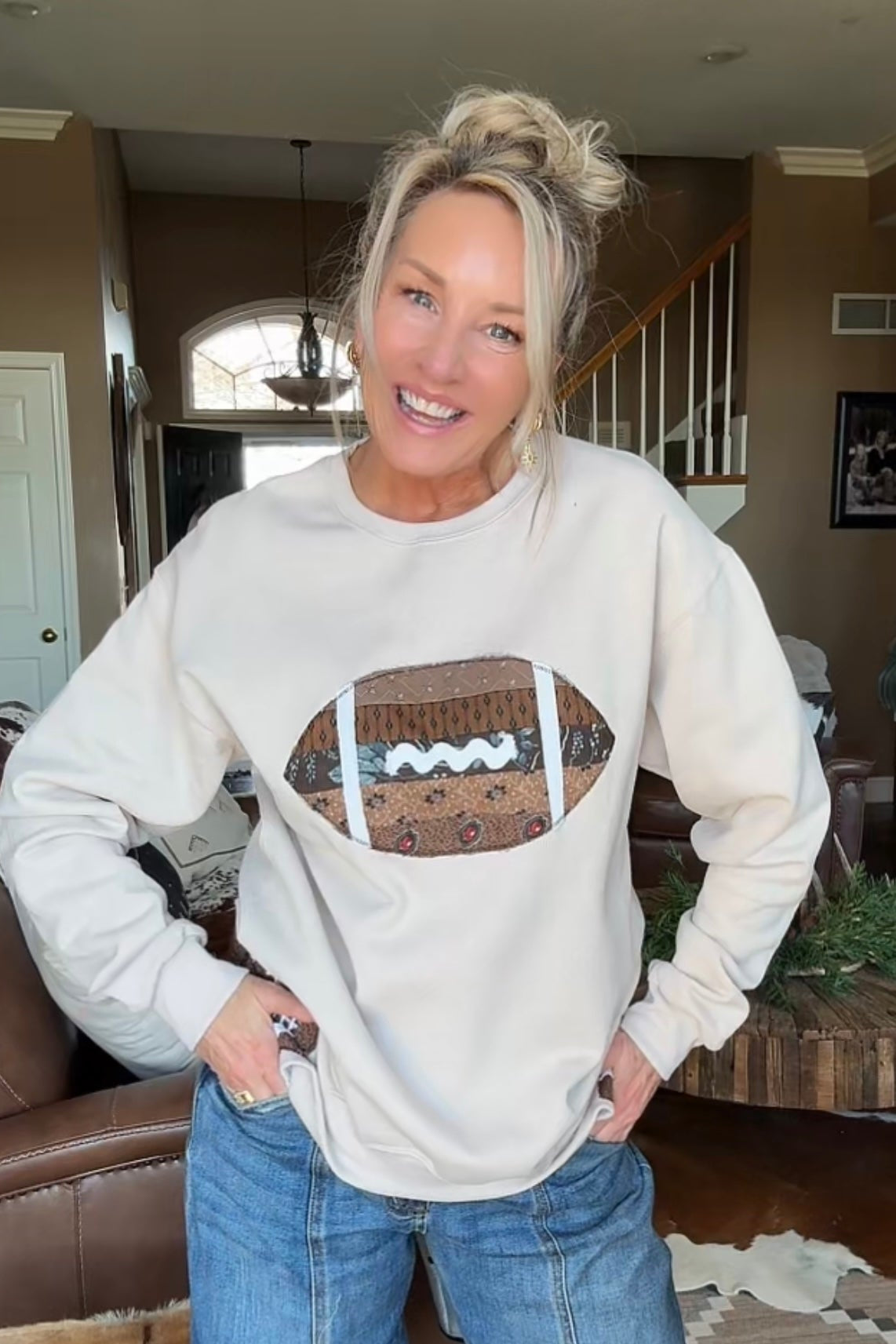 FGO Fancy Football Handmade Applique Sweatshirt