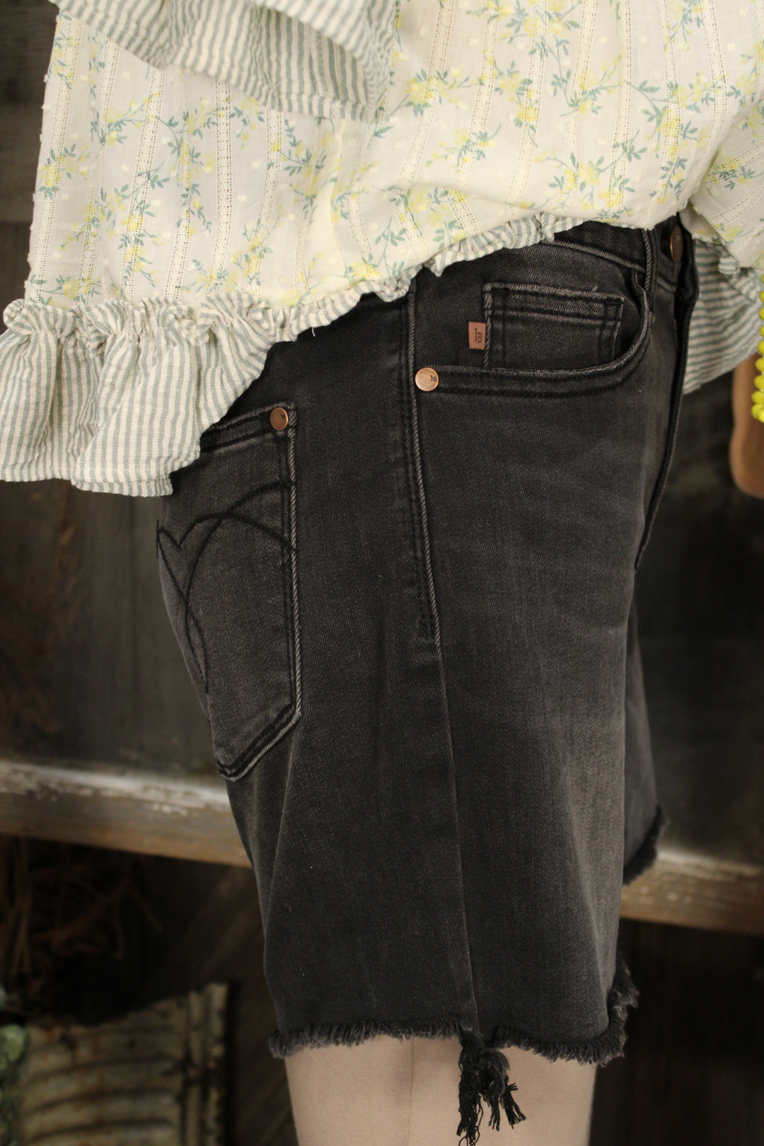 Midnight Muse Frayed Denim Shorts