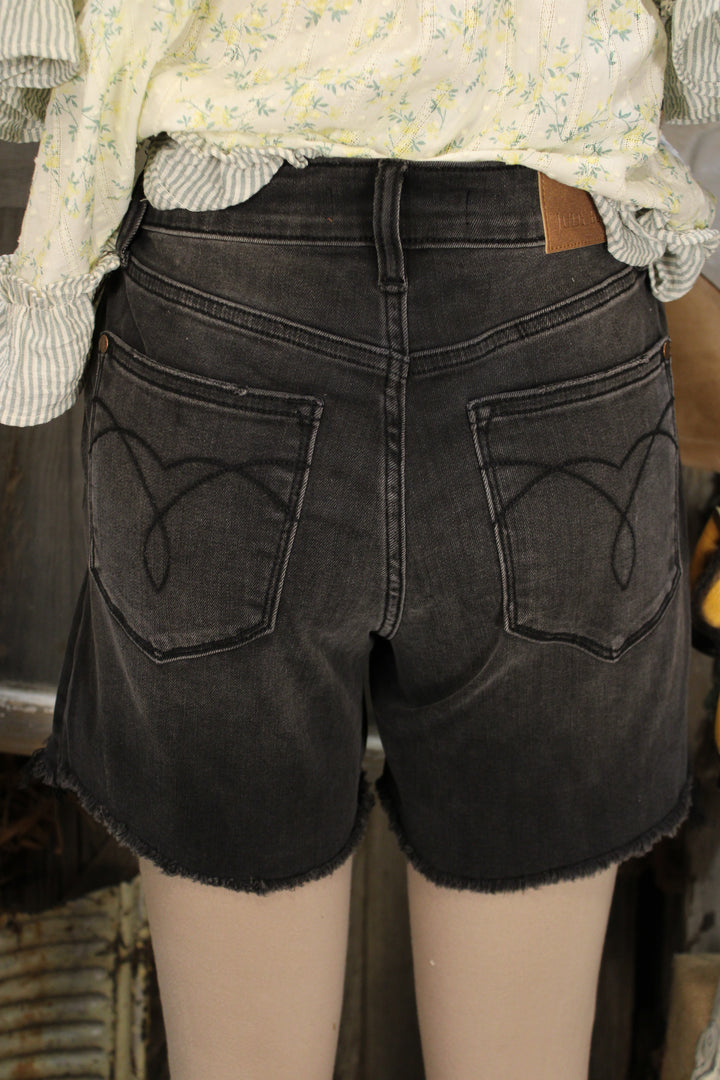 Midnight Muse Frayed Denim Shorts