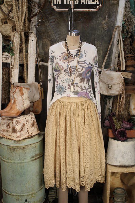 Heirloom Lace Latte Ruffle Skirt
