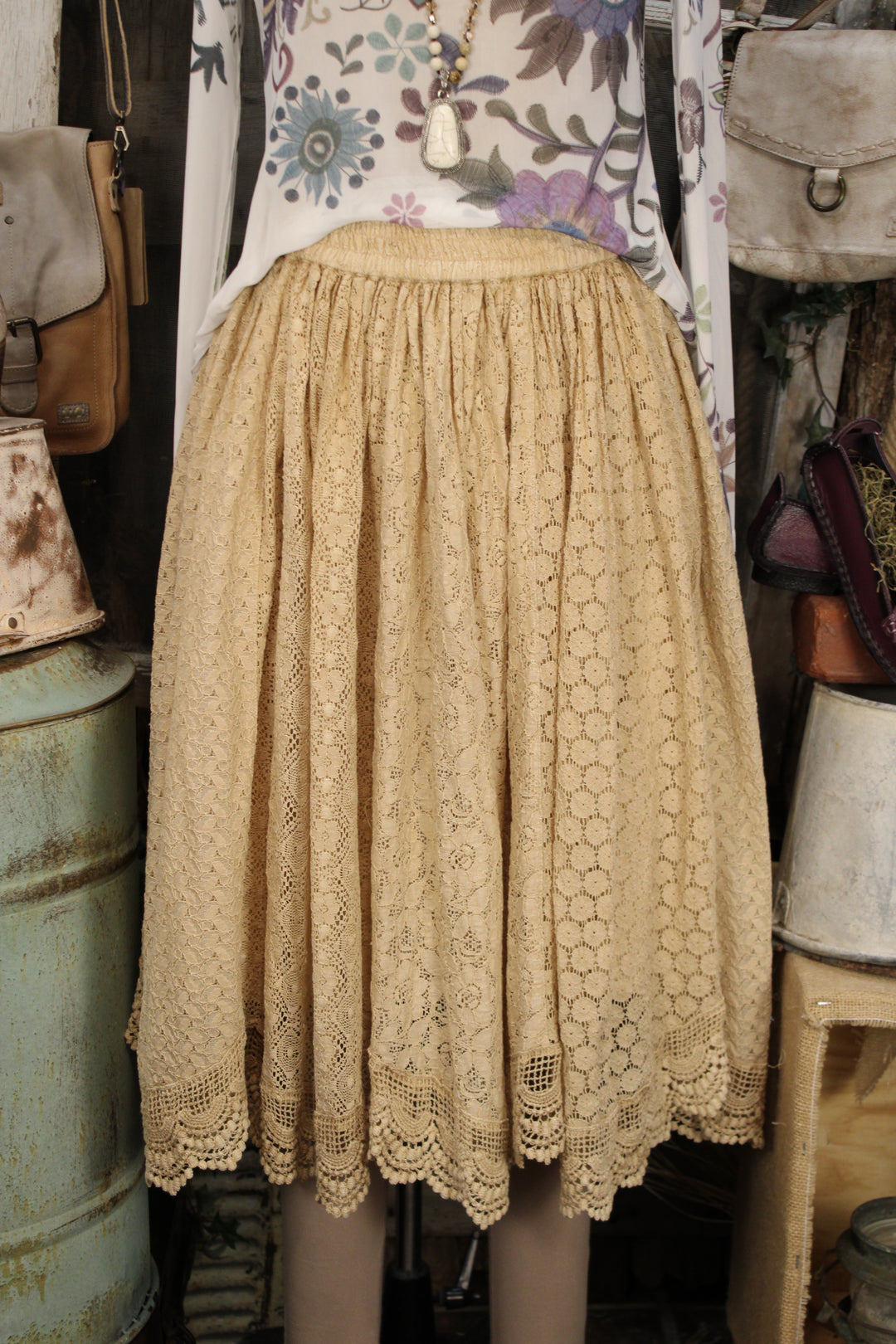 Heirloom Lace Latte Ruffle Skirt