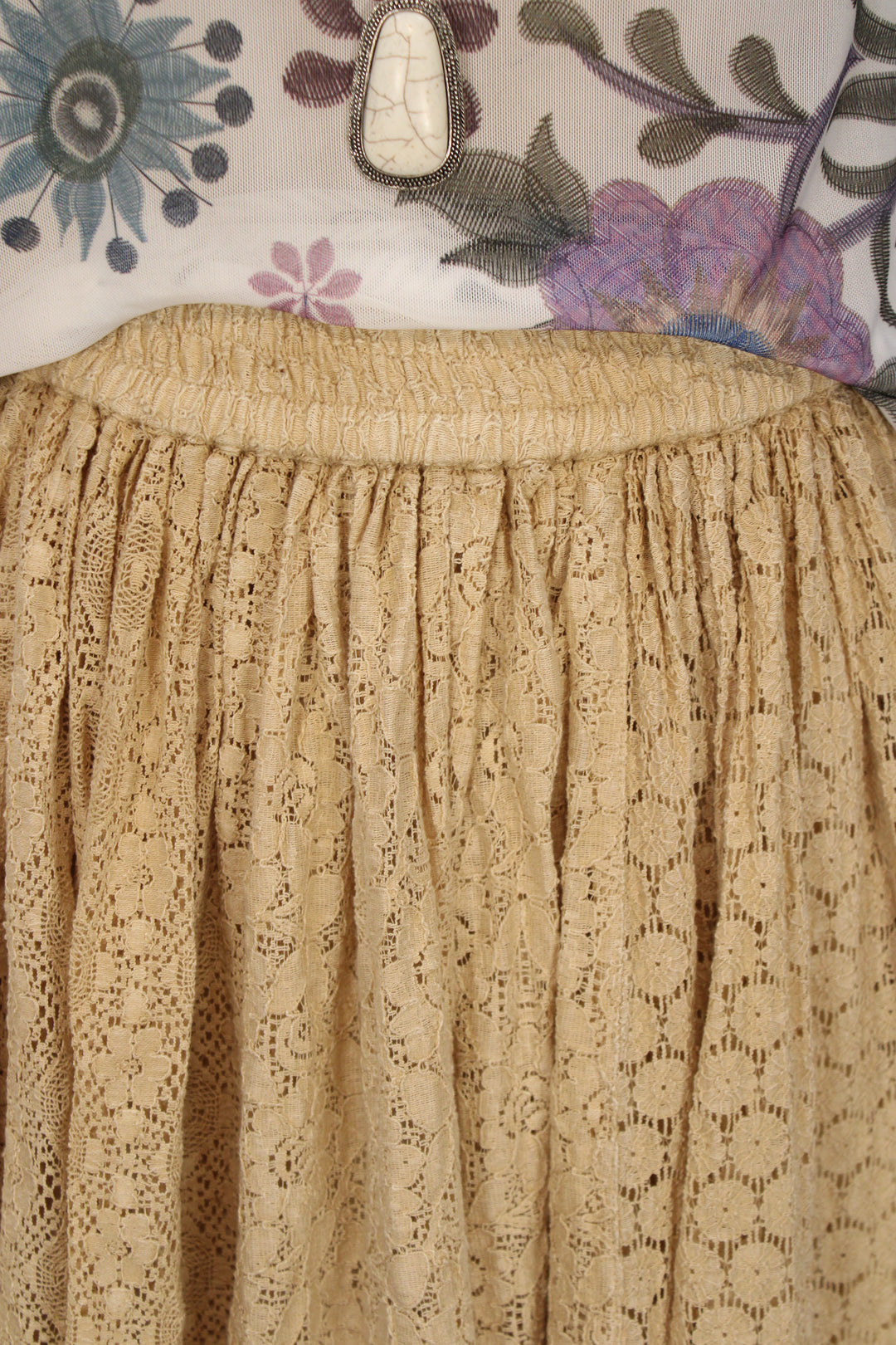 Heirloom Lace Latte Ruffle Skirt
