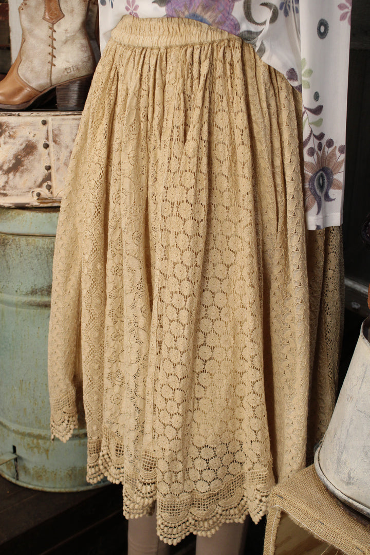 Heirloom Lace Latte Ruffle Skirt