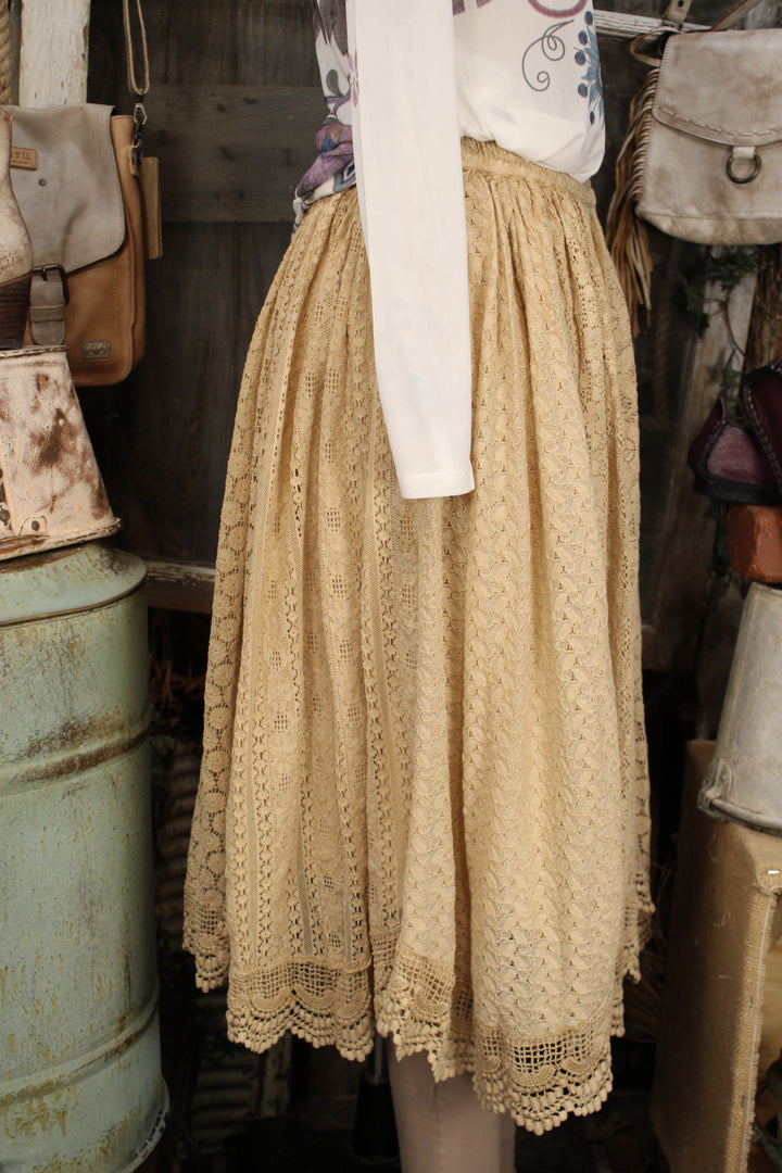 Heirloom Lace Latte Ruffle Skirt
