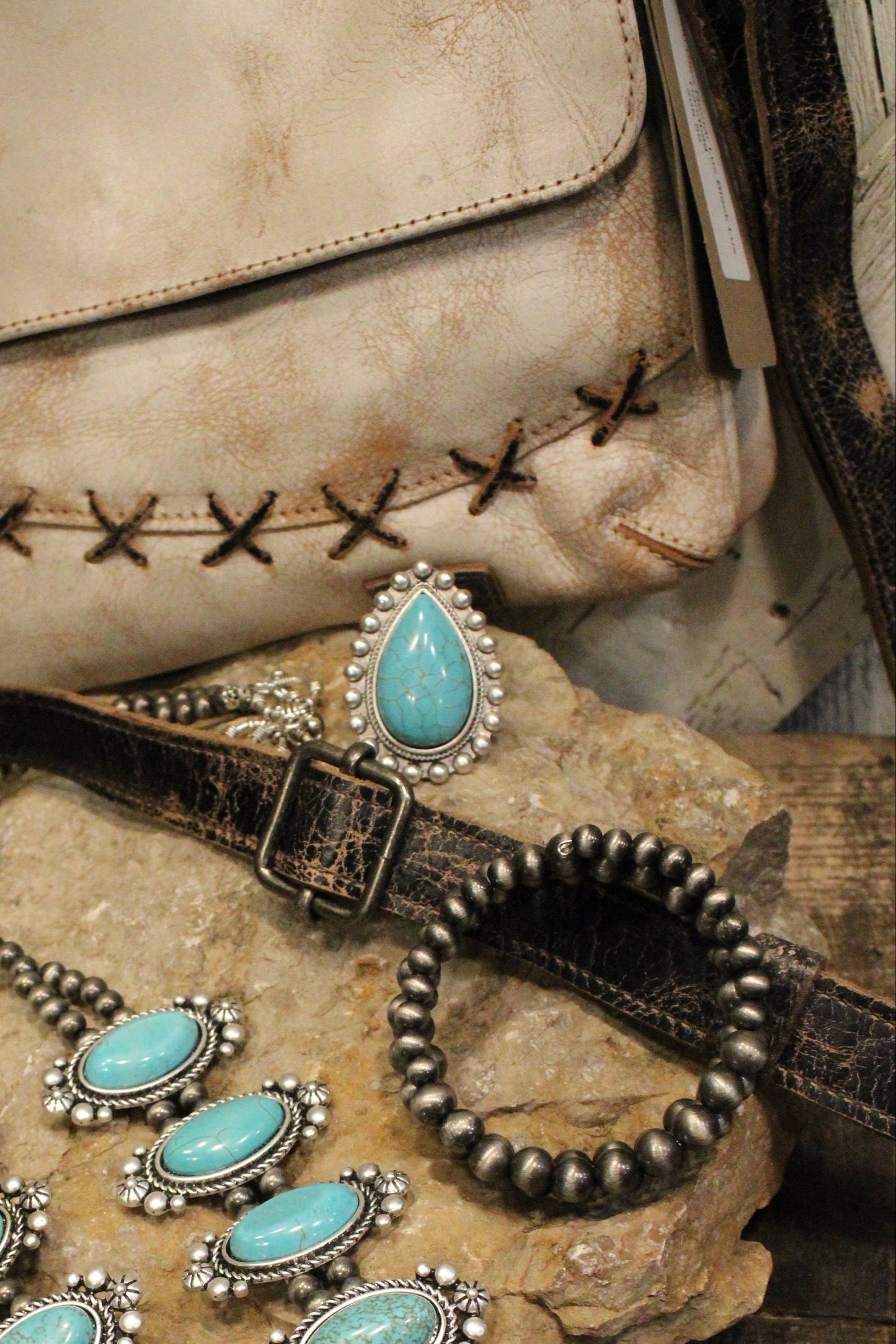 Large Tear Drop Turquoise Adjustable Ring