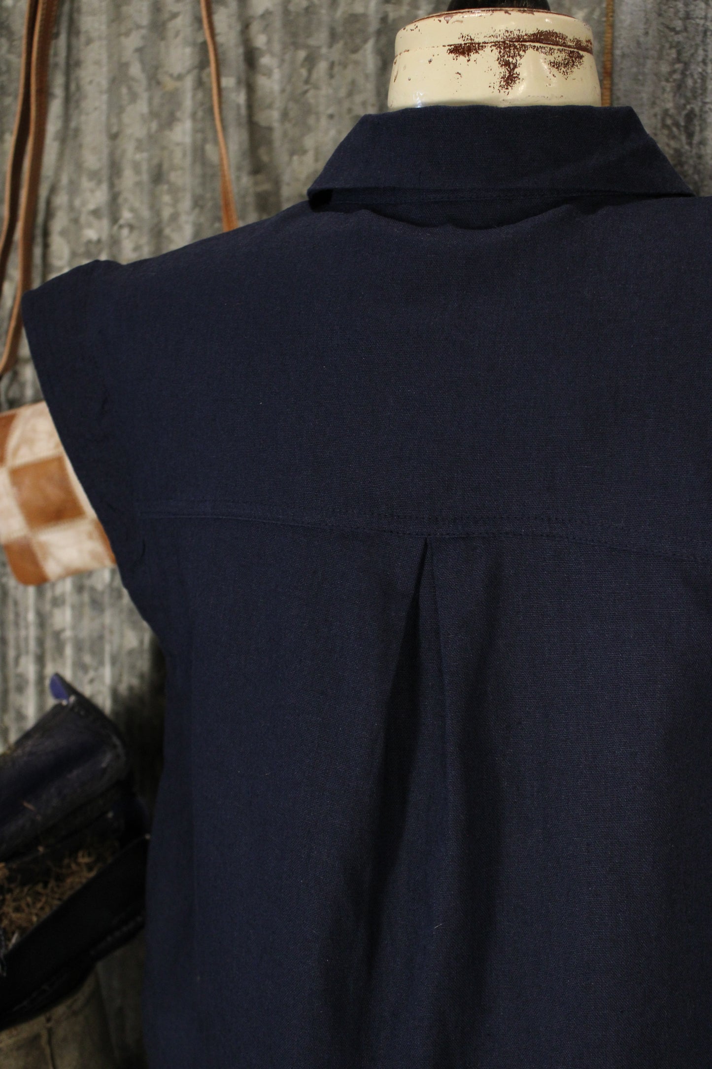 Deep Tide Linen Blouse