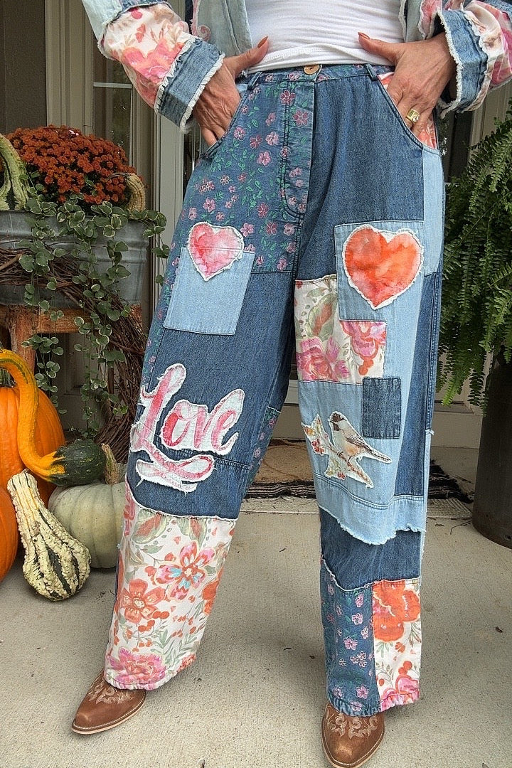 Country Romance Patchwork Pants