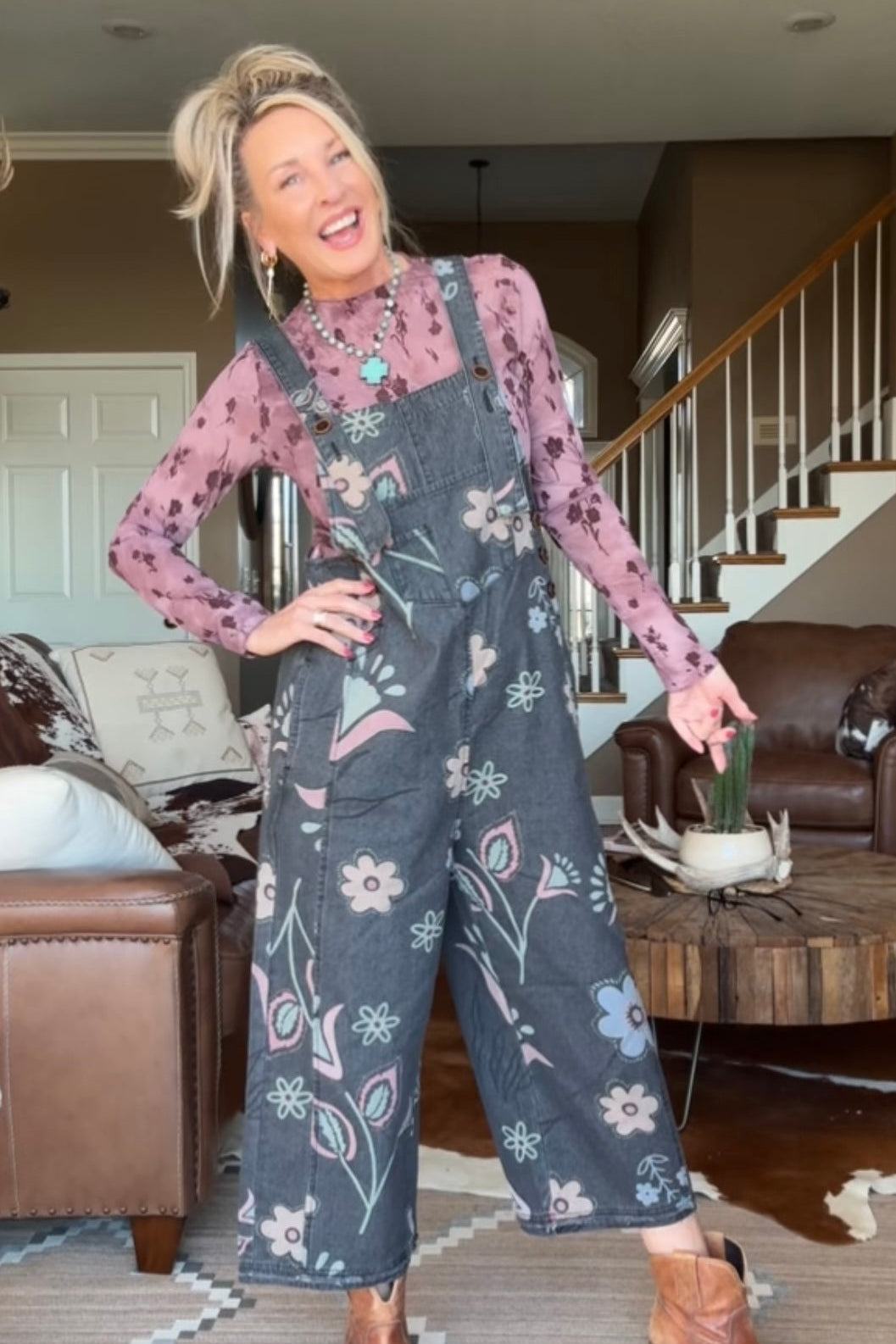 Daigle Vintage Black Denim Crop Overalls