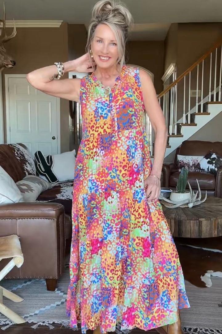 Rainbow Cheetah Maxi Dress