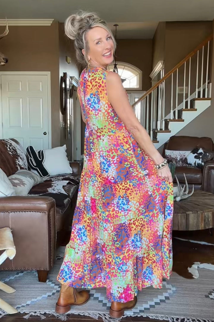 Rainbow Cheetah Maxi Dress