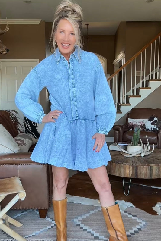 Sweet Meadow Romance Denim Dress