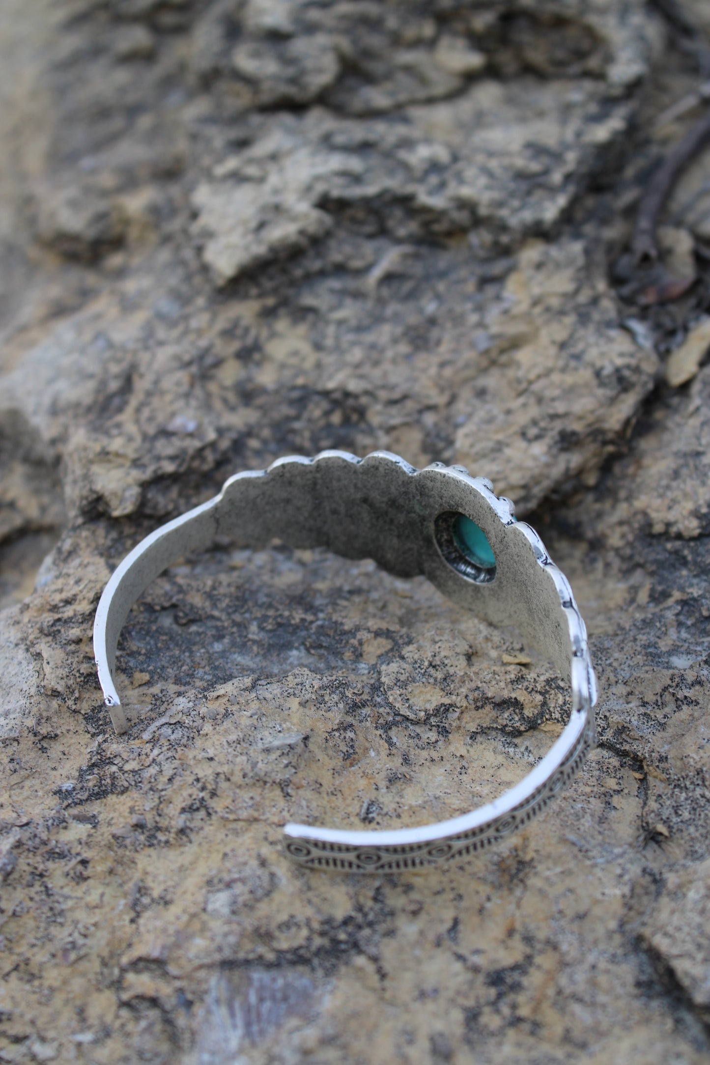 Silver and Sage Cuff Bracelet