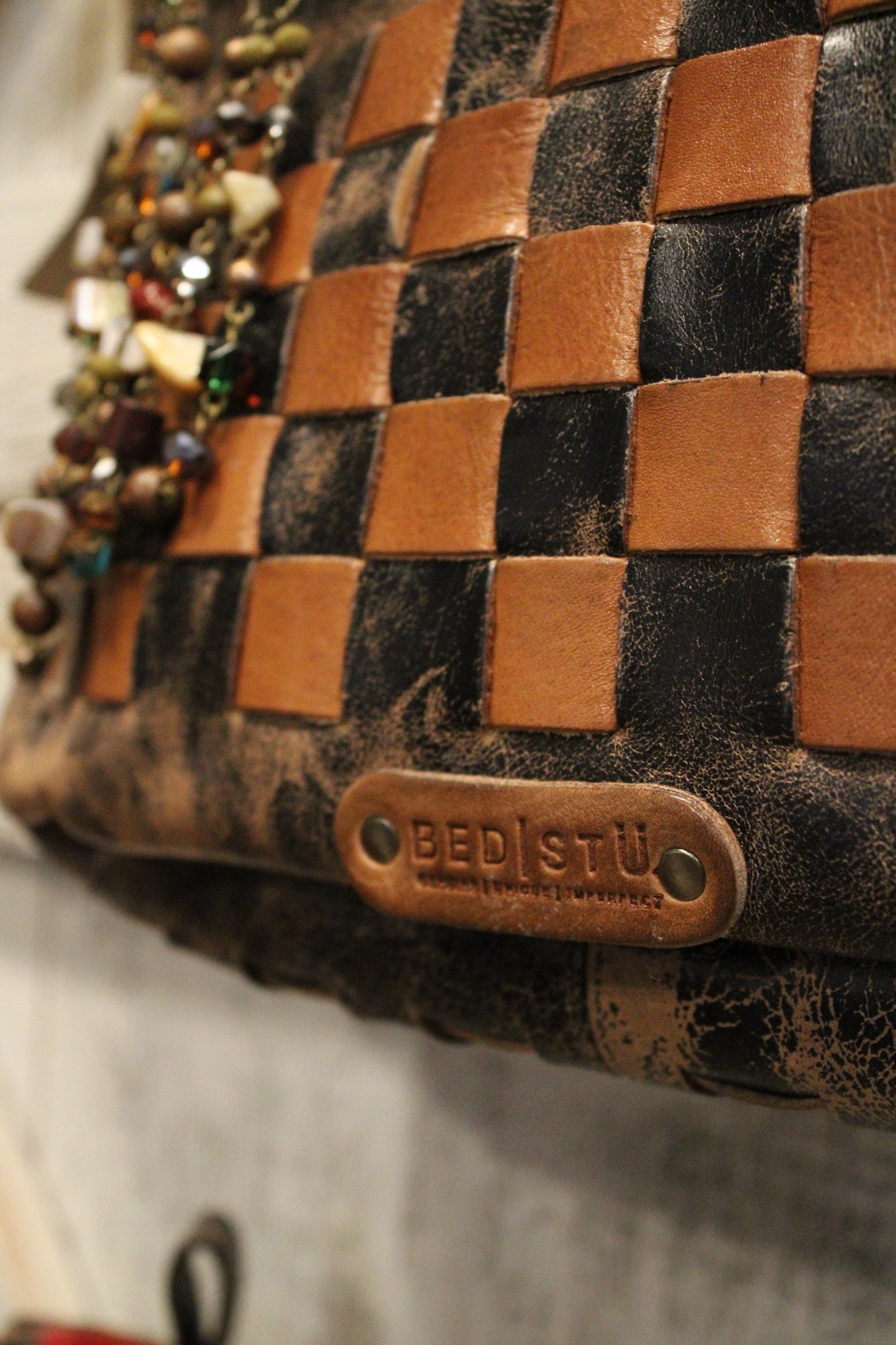 Bed|Stu Keiki Black Lux Tan Rustic Handbag