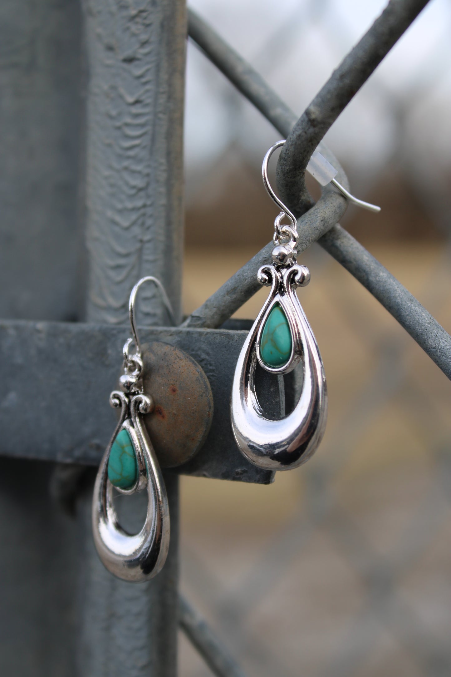 Silver Serenade Turquoise Drops Earrings