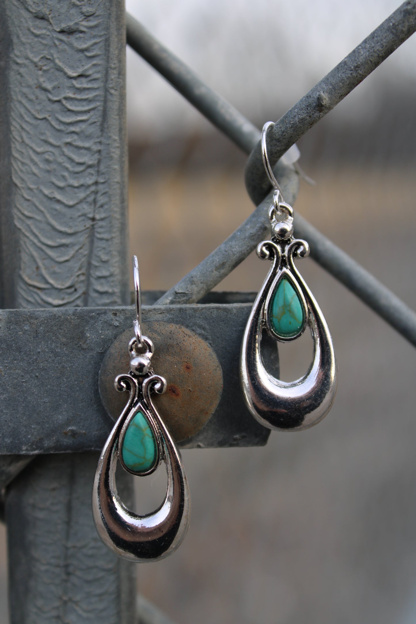 Silver Serenade Turquoise Drops Earrings