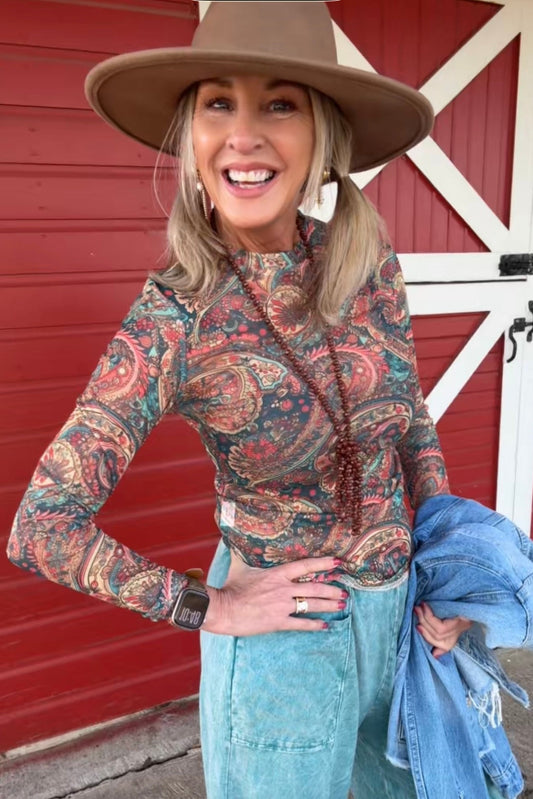 Oasis Paisley Mesh Top