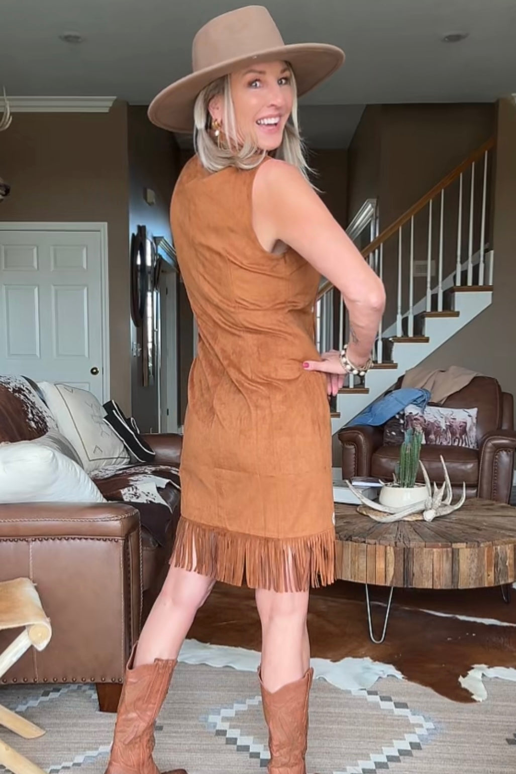 Fringe And Flora Suede Dress