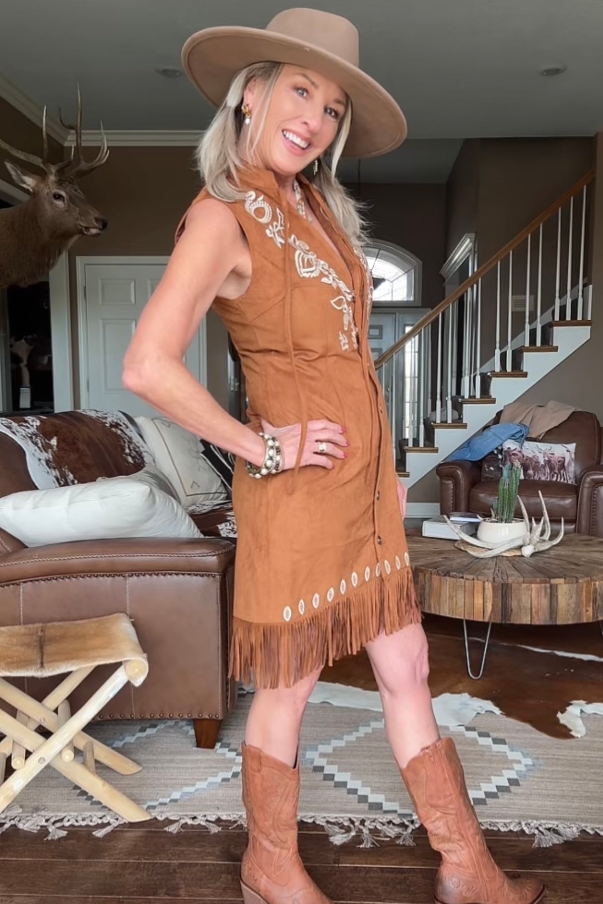 Fringe And Flora Suede Dress