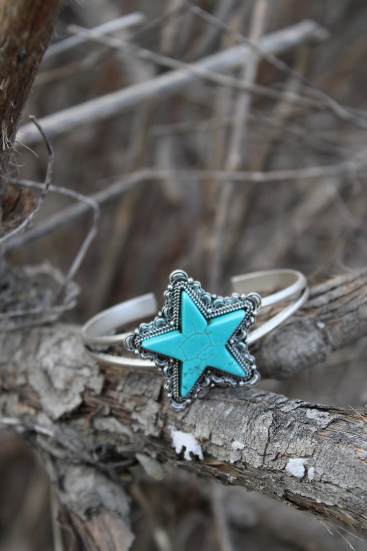 Cool Teal Star Cuff Bracelet