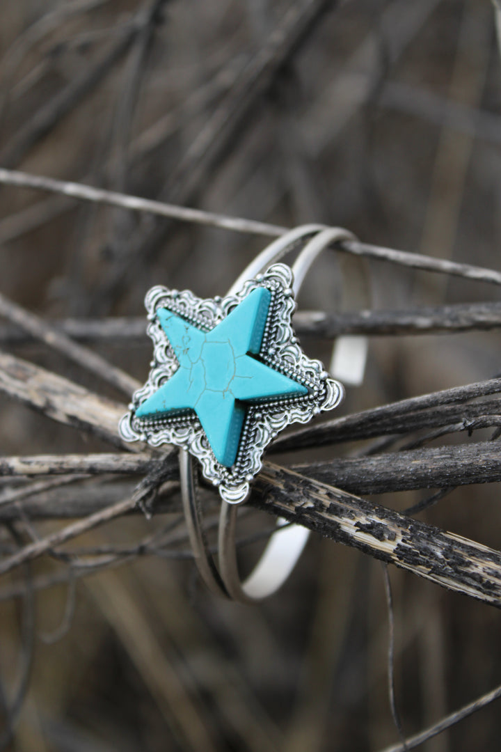 Cool Teal Star Cuff Bracelet