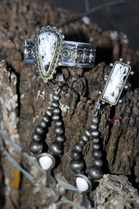 Chrome and Cream Earrings