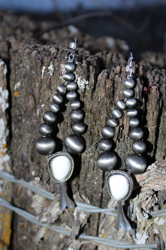Chrome and Cream Earrings