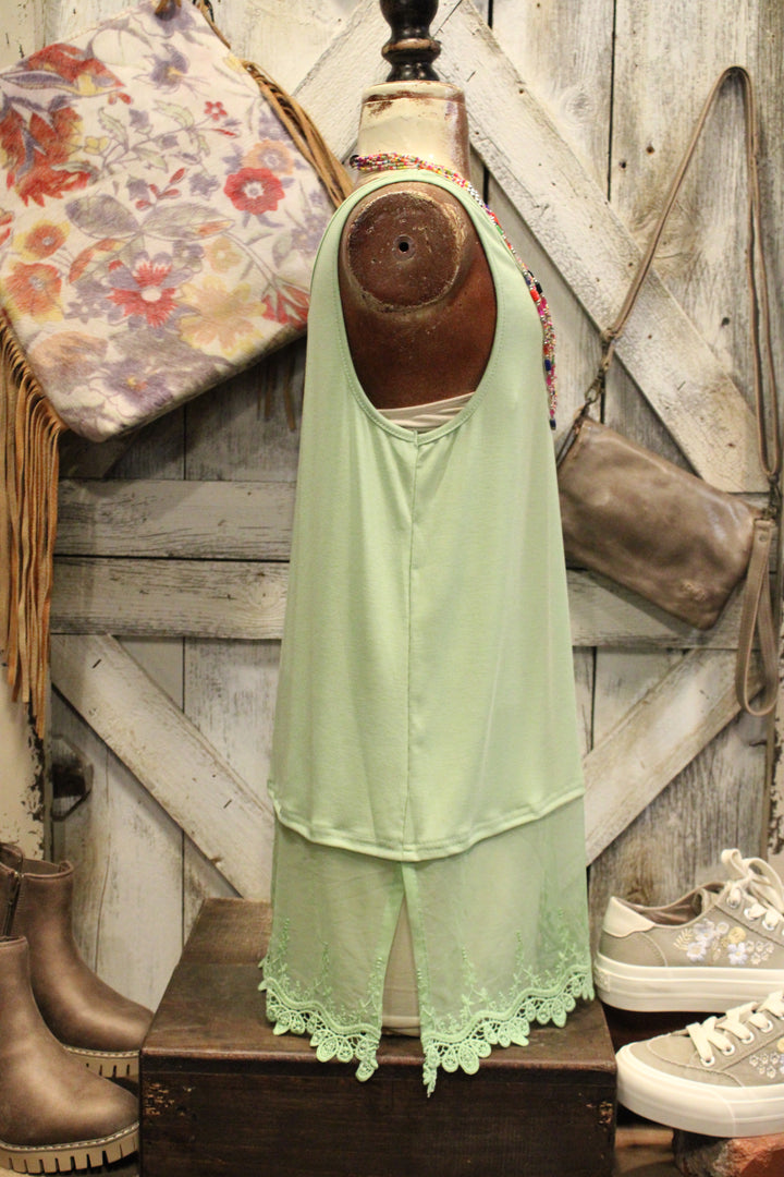Skip Along Green Apple Lace Tank