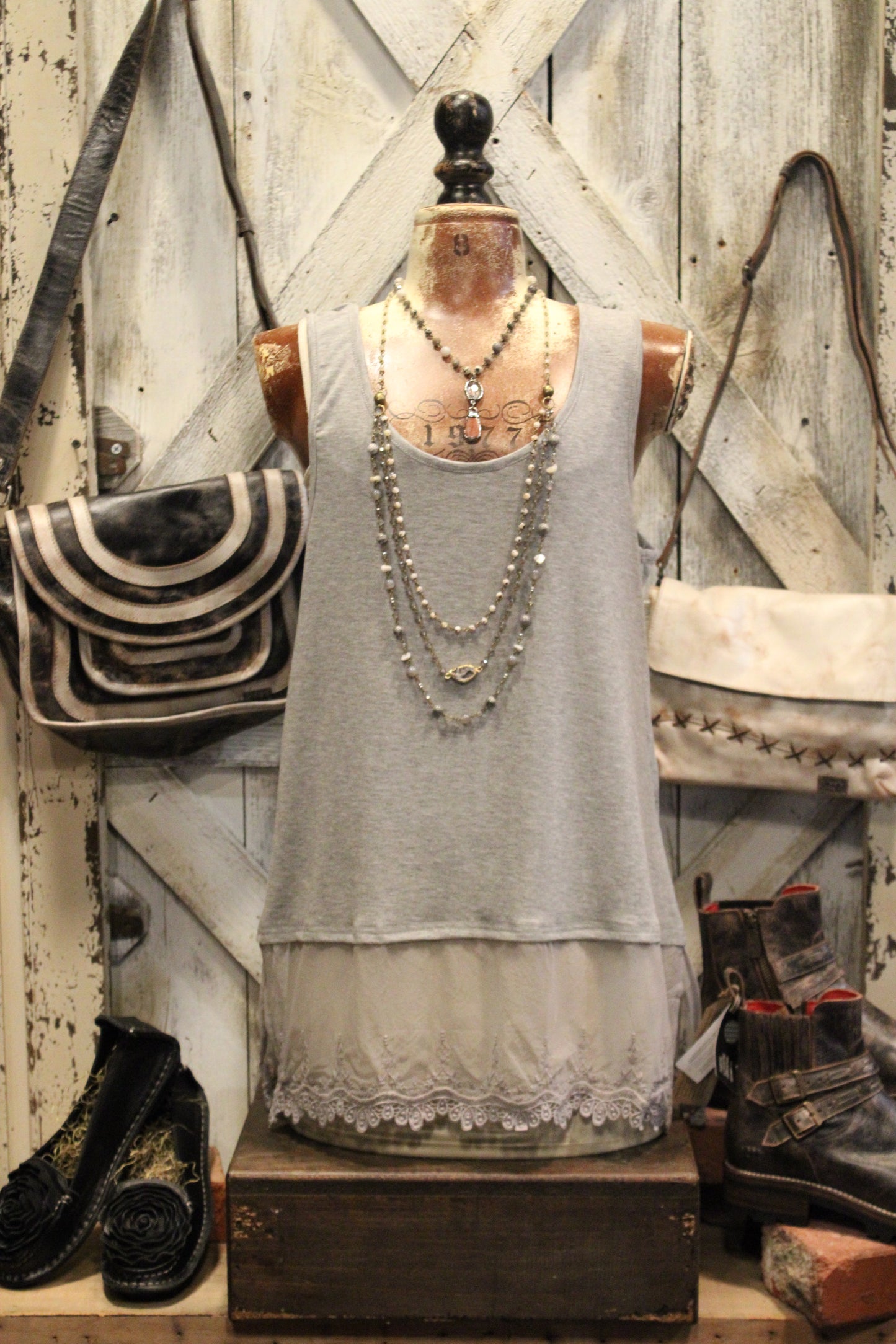 Skip Along Grey Lace Tank