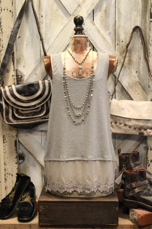 Skip Along Grey Lace Tank