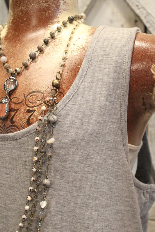 Skip Along Grey Lace Tank