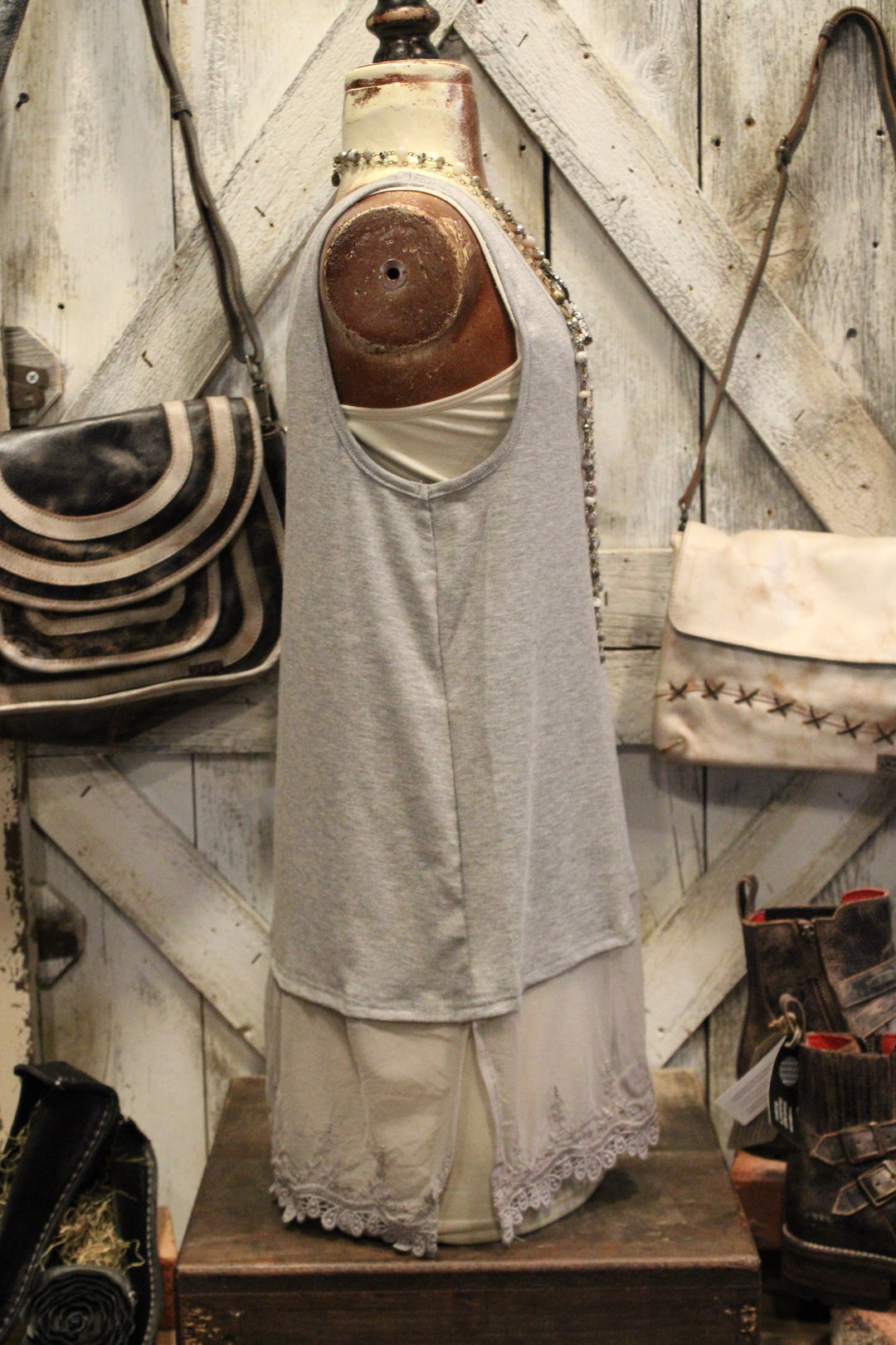Skip Along Grey Lace Tank