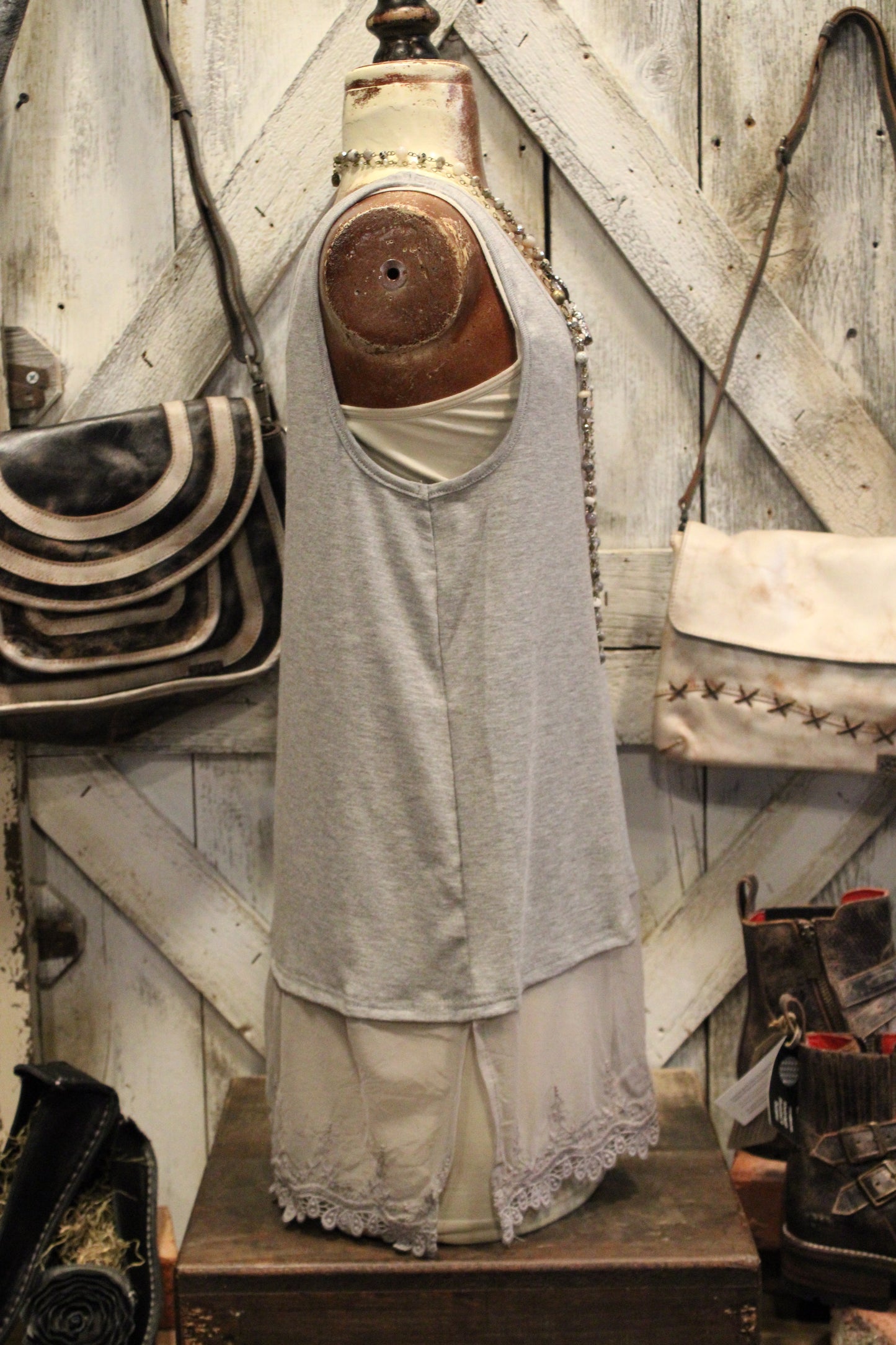 Skip Along Grey Lace Tank