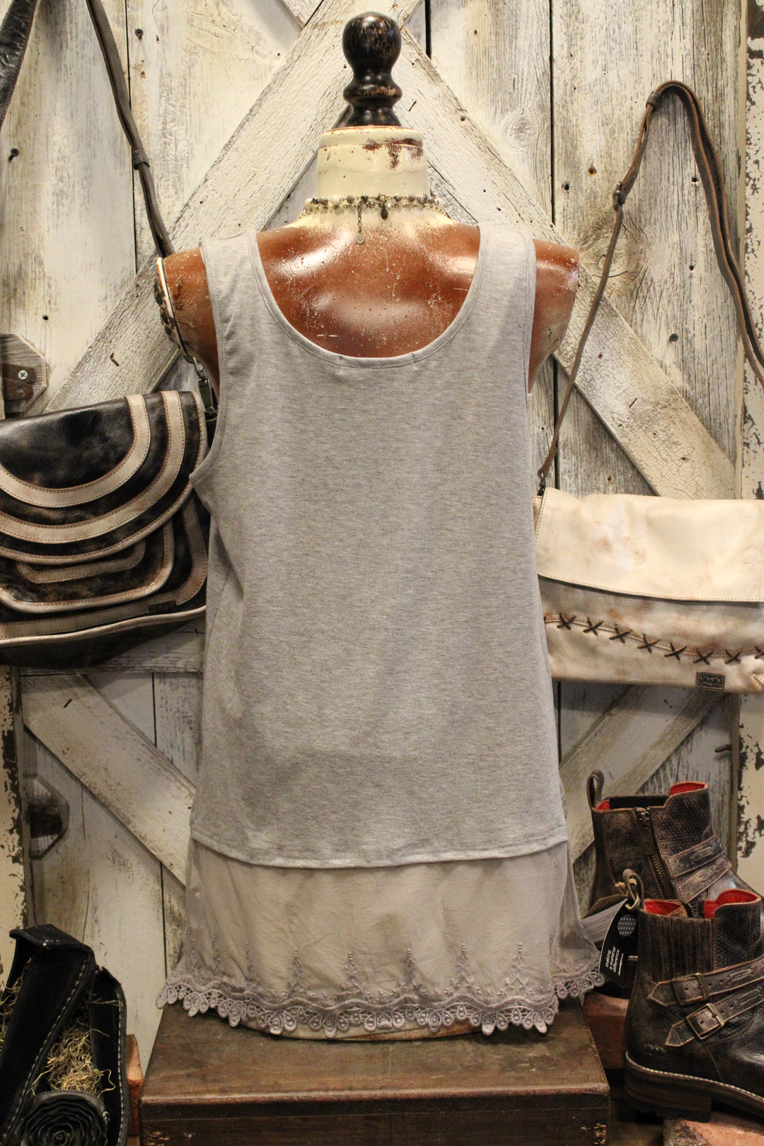 Skip Along Grey Lace Tank