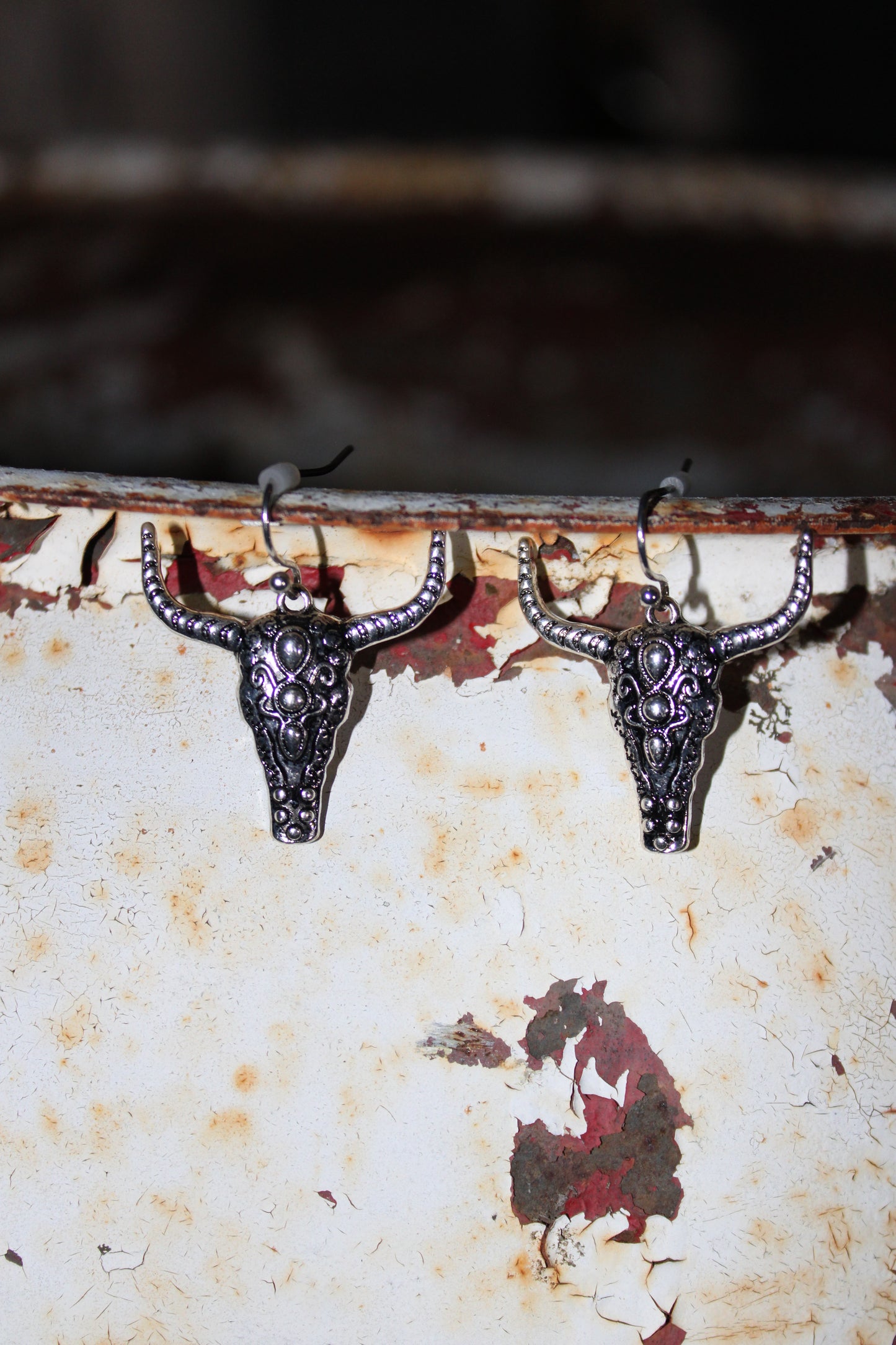 Ghost of the Plains Longhorn Earrings