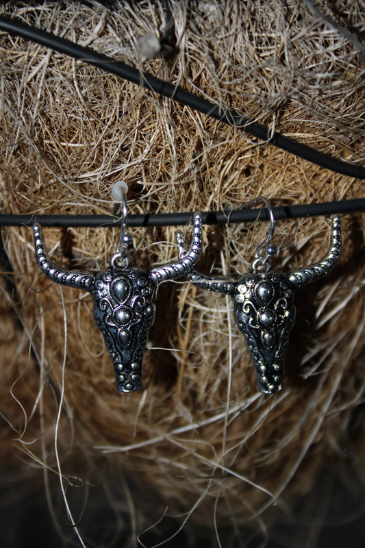 Ghost of the Plains Longhorn Earrings