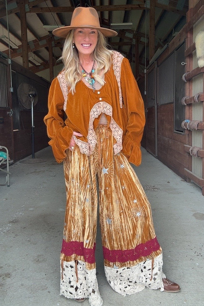 Rustic Copper Velvet Cardigan