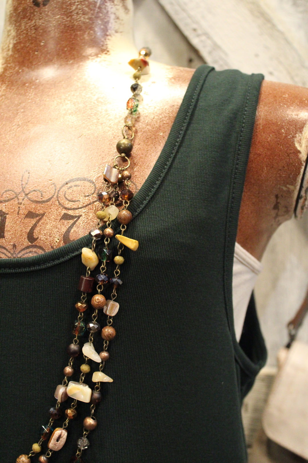 Skip Along Hunter Green Lace Tank