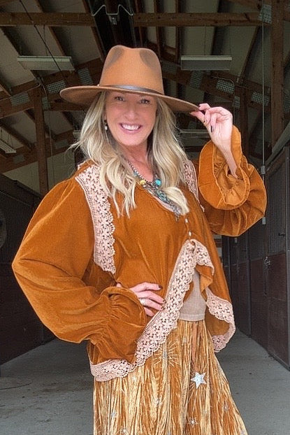 Rustic Copper Velvet Cardigan