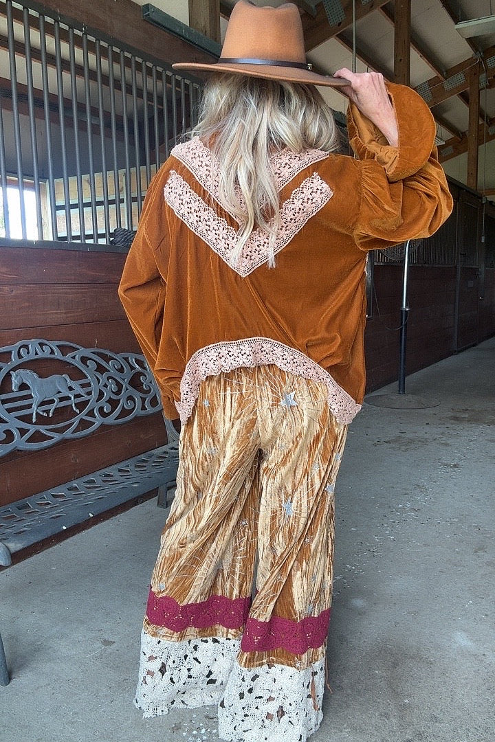 Rustic Copper Velvet Cardigan