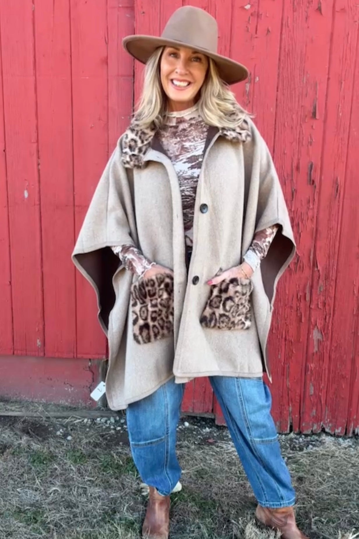 Leopard Latte Poncho