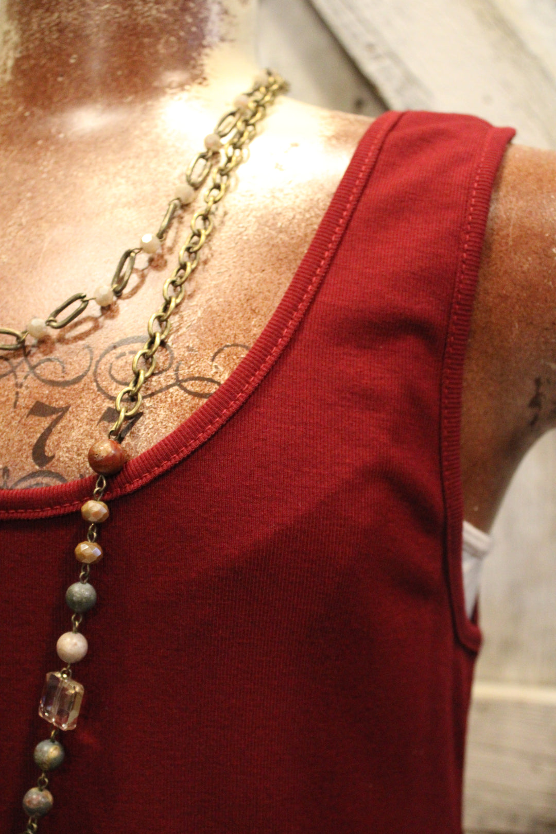 Skip Along Wine Lace Tank