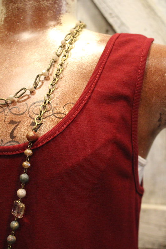 Skip Along Wine Lace Tank