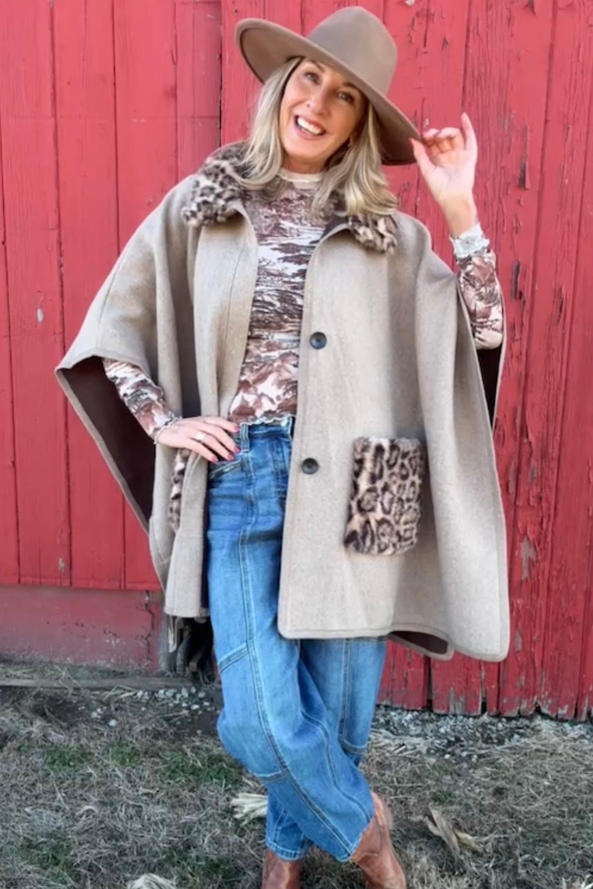 Leopard Latte Poncho