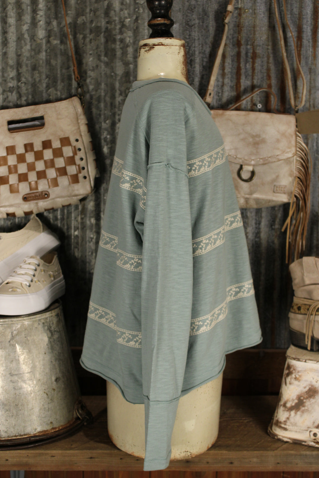 Petal Path Dusty Sage Top