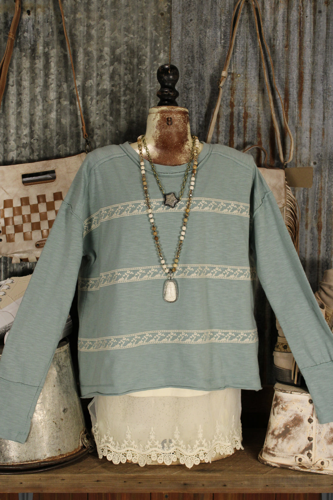 Petal Path Dusty Sage Top