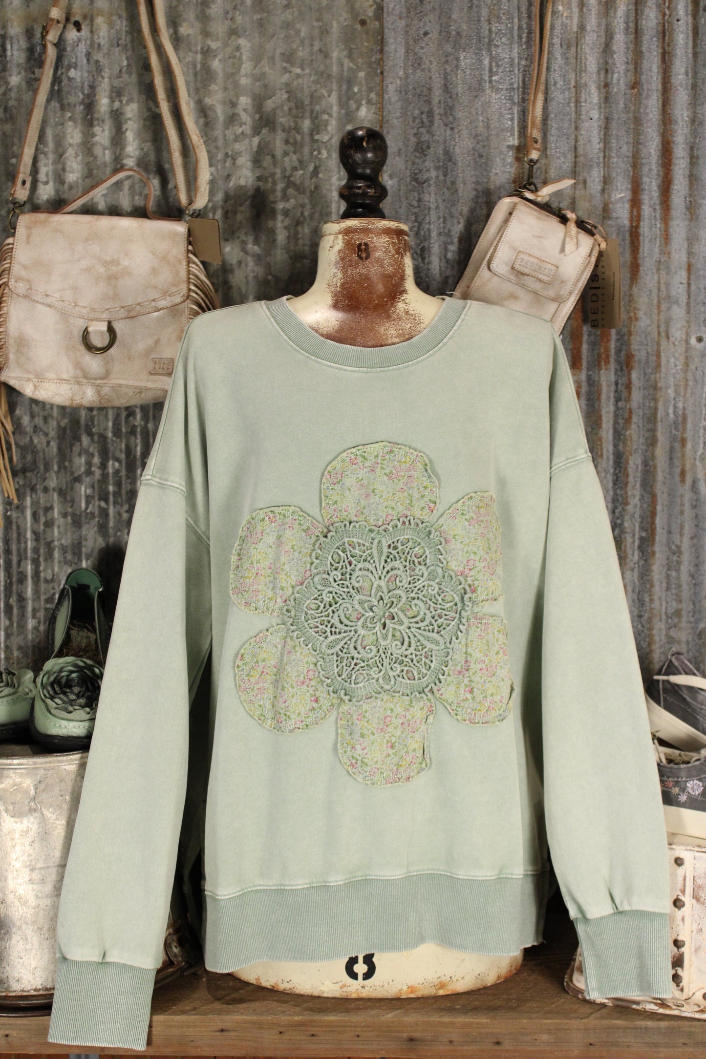Front Porch Petals Sage Sweatshirt